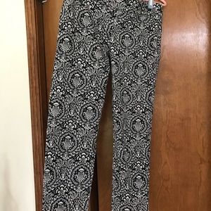 J. Crew Stretch twill patterned black/white capri